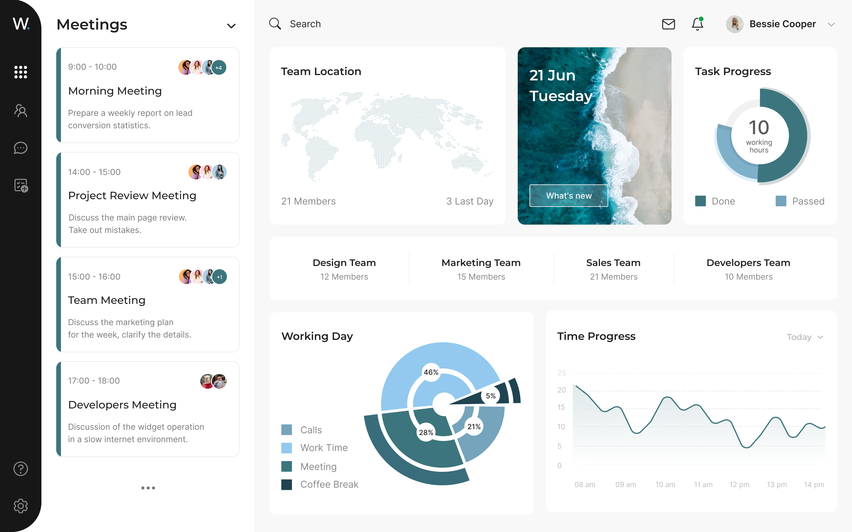 Home page — Meetings dashboard