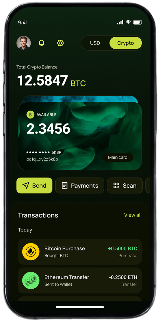 Crypto balance screen built from the library