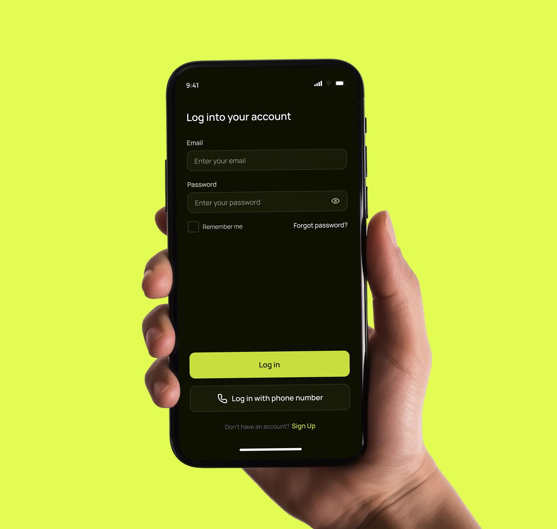 Pap-Pay login screen in hand