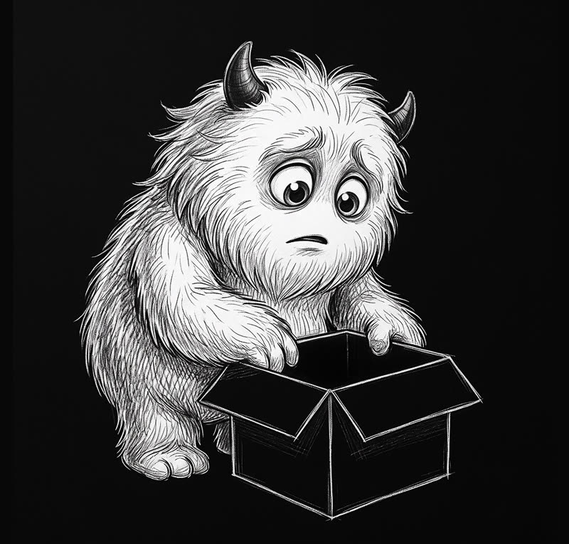 Pap-Pay mascot with an empty box — empty state mood
