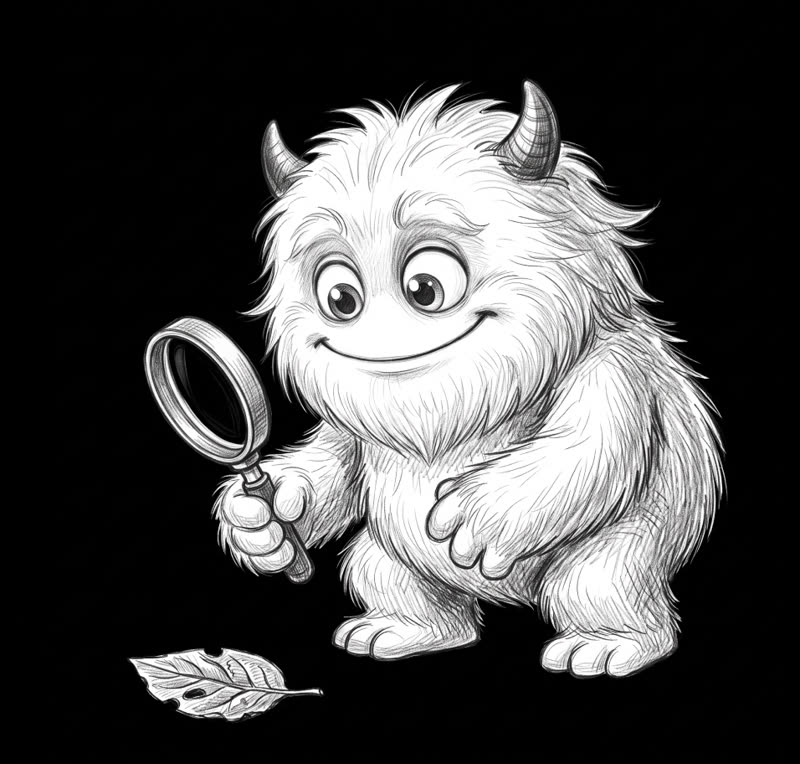Pap-Pay mascot with a magnifying glass — discovery mood